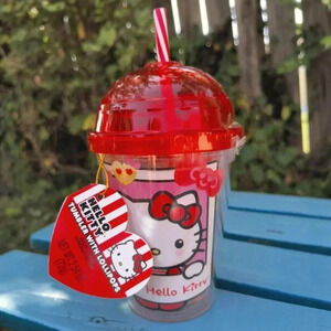 Hello Kitty sanrio tumbler straw cup lid mini candy kids lollipop red white cat